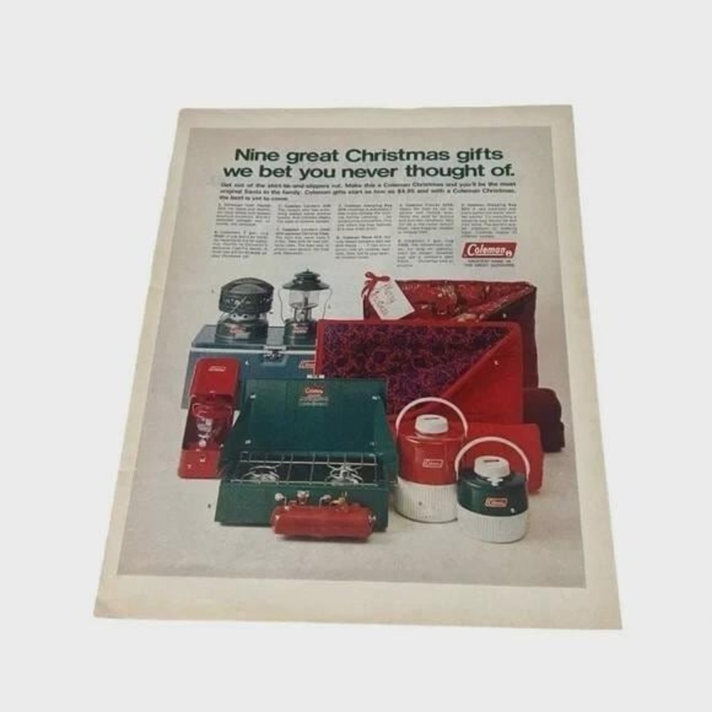 1970 Coleman Nine Great Christmas Gifts Original Vintage Print Ad